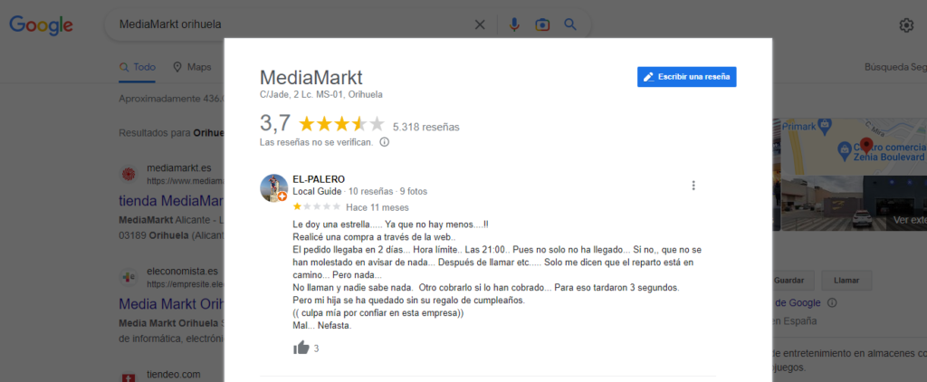 Realicé una compra a través de la web | MediaMarkt Orihuela
