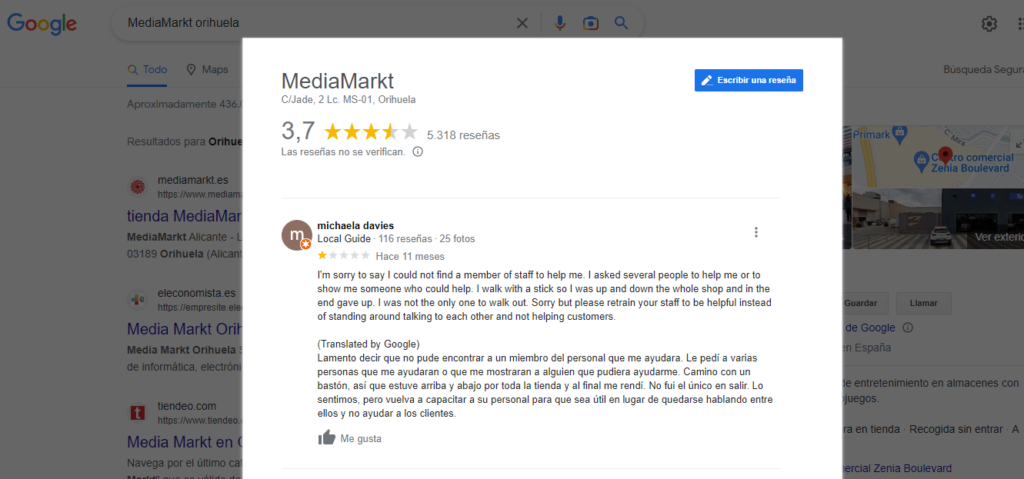 No ayudar a los clientes | MediaMarkt Orihuela
