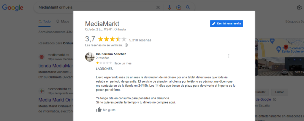 Tablet defectuosa | MediaMarkt Orihuela